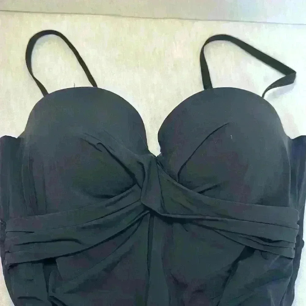Christina Swimwear NWT Black with Skirt Tummy Tamer Hip Minimizer 1 pc Women 10 - Picture 2 of 13